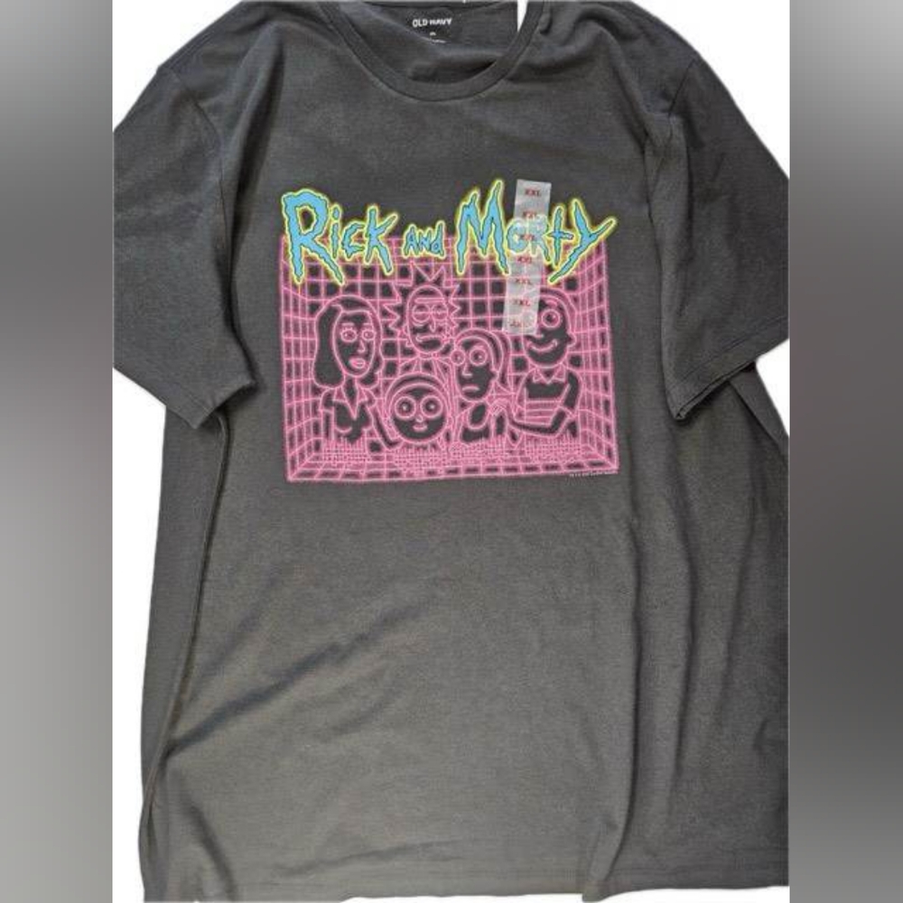 Rick And Morty Mens T-shirt XXL Black Old Navy‎ Casual Graphic Cartoon Tee NEW